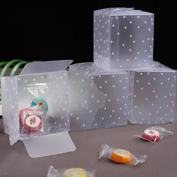 10Pcs/Veliko Jasno PVC Sladkarije Embalaža Polje Kvadratnih Pregleden Cake Box pika DIY Plastična Embalaža Gift Box svate Odlikovanja