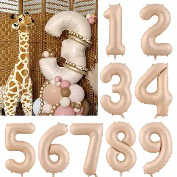 1set Novo Karton Žirafa Balon Nastavite s Karamelo Barvo Število Balon za Otroke Happy Birthday Party Dekoracijo DIY Darila Ponudbe