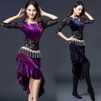 2020 Dame, Latinska Ples Obleka Ženske Multicolor Fazi Kostume Tassel Salsa Posadke Vratu Rumba/Samba Salsa Opravljanje Fitnes Dancewear