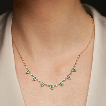 2023 Roza Zelene kaplja cz postaja ogrlica za ženske ledeni naše bling kubičnih cirkonij moda choker verige poročno darilo nakit