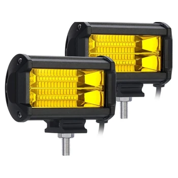 2X 5 Palčni 72W LED delovna Luč Nepremočljiva Off Road Pod meglenke Rumene Žarnice za Tovornjake ATV UTV Polaris Čoln Golf Voziček