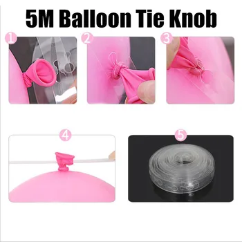 5 Metrski Balon Kravato Gumb Orodje Baloon Dodatki Za Zabavo Dekoracijo Pregledno Povezavo Verige Za Balone