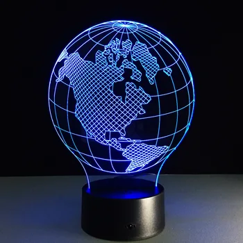 Amerika Zemljevid 3D Stereo Iluzijo Lučka Akril Namizno Svetilko, USB, Daljinsko Stikalo na Dotik 7 Sprememba Barve Dekoracija Žarnice Spalnica Svetlobe