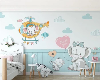 Beibehang Meri vrtec dekoracijo 3d ozadje srčkan risanka Majhne sveže slon, otroška soba, otroške stenske tapete