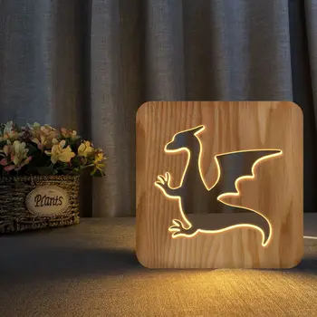 Dinozaver-Oblikovani Leseni Glavo Svetilka Bor Material Preprosto ZDA Evropskem Slogu Noč Lučka Dropshipping Najboljši 3D Darilo Doma Dekor