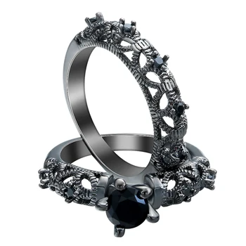 Eleganten dizajn za ljubezen, moški in ženski par, črna cirkon kubičnih cirkonij black ring moških in žensk nekaj modni nakit
