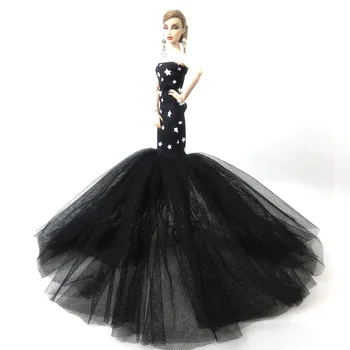 Elegantno Črno Star Fishtail Obleko Za Barbie Oblačila morska deklica Obleke Poročni Obleki Vestidoes 11.5