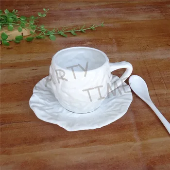 Fini porcelan latte skodelico kave nastavite, edinstven dizajn 8 oz pokal in krožnik za dom in kavarna