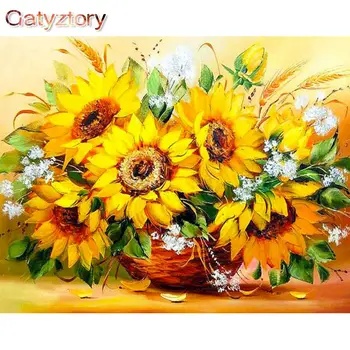 GATYZTORY DIY Chrysanthemum Cvetovi Oljne Barve Z Številkami Povzetek Barvanje Z Številkami Na Platno Številko, Barvanje Doma Dekor