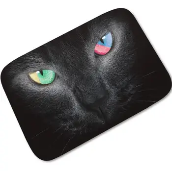 Grozljivo Kul Črna Mačka Doma Dekor Blizu Portret Black Cat Kopel Mat Preproga Preprogo Barve Oči Mačka Živali Halloween Preprogo