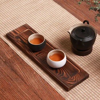 Japonski Slog Kurjenje Lesa Držalo Pravokotne Čaj Pladenj Masivnega Lesa Majhne Čaj Tabela Kungfu Čaj Slovesnosti Pot Pad Čaj Železnica