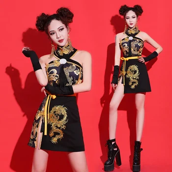 Kitajski Slog Bar Gogo Ples Kostum Ženske nočni klub Pole Dance Obleko Vodi Ples Fazi Kostume Rave Festival Obleke DQS6171