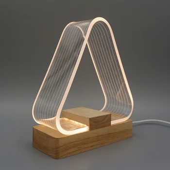 Les Osnove 3D Akril LED Nočna Lučka Skandinavski Slog Desk Lučka za Polnjenje po vmesniku USB Zatemniti Toplo Bela Geometrijsko Modeliranje