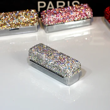 luksuzni prenosni diamant encrusted šminka škatla za shranjevanje šminka polje s ogledalo