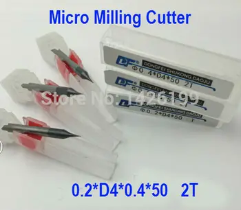 Mikro Rezkanje Rezalnik 2F-.0.2 mm, za 0,2*D4*za 0,4*50mm, zlitine rezkanje rezalnik,CNC rezkalni stroj, CNC rezkanje, Nc orodje