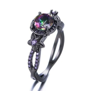 Moda pištolo black cirkonij vdelan vijolično diamantni prstan, Evropske in Ameriške popularne dodatki