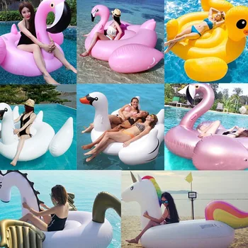 Napihljivi Velikan Flamingo Swan Samorog likvidna sredstva Za Odrasle Cev Krog Pool Party Igrače Vožnja-Na Zračni Blazini Plavalni Obroč boia