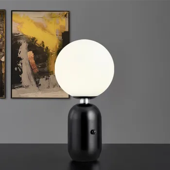 Nordijska sodobno minimalistično namizne svetilke, za dnevno sobo belega stekla žogo tabela svetlobe železa stojalo mlečno okroglo žogo desk lučka za Branje