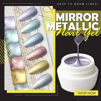 Ogledalo Kovinski Lak, Gel, Kovinski Učinek Nohte Gel Pripravi Slikarstvo Stamping Nail Art Barvni Gel Za Nohte