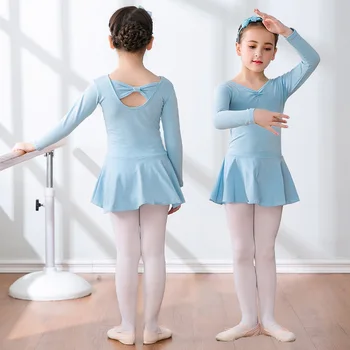 Otroci Balet Obleko Ples Kostum Praksi Krilo Otrok Bombaž Dolge rokave Dancewear Za Dekleta Visoke Kakovosti na Debelo Oblačila