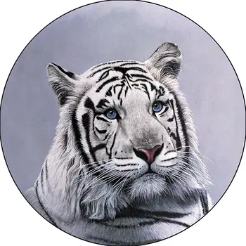 PNEVMATIKE ZAJEMA OSREDNJI Beli Tiger Glavo modra, temno Modra Oči Rezervne Pnevmatike Pokrovček (