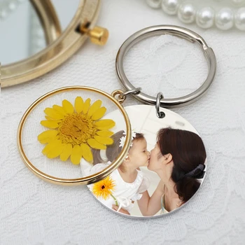 Po meri Foto Keychain Osebno Pritisnete Cvetje Slika Keychain obesek za ključe, materinski Dan, Darilo za Rojstni dan Obletnica Darilo Za Njo
