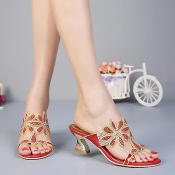 Poletni čevlji ženska nosorogovo zapatos mujer visoke kakovosti visoke pete zvezdnik čevlji cvet sandali ženske sapato feminino