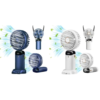 Praktično Boutique Mini Ročni Ventilator, Prenosni Osebni Fan Visi Vratu Fan 90° Nastavljiv USB za Polnjenje Majhnih Desk Fan