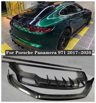 Pravi Ogljikovih Vlaken spredaj ustnice Razdelilniki+ zadnji difuzor + Strani krila protector Za Porsche Panamera 971 2017 2018 2019 2020