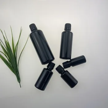 Prenosni Bleščeče Črno Steklo steklenice z euro kapalko black zlorabiti očitno skp za eterično olje, aromaterapija kozmetični posode