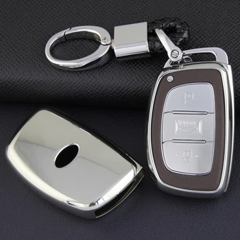 Smart Avto Ključ Zajema Fob Primeru Verige Zaščitnik Pribor Za Hyundai Elantra Tucson Sonata Srebrna