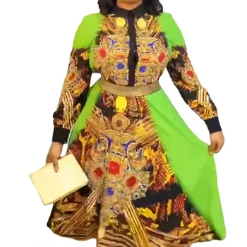 Tradicionalni Dashiki Afriške Tiskanja Stranka Obleke za Ženske Plus Velikost Turčija Boubou Haljo Africaine Femme Dubaj Nigerija Oblačila