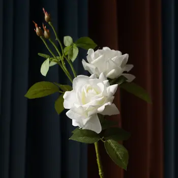 Umetno Cvetje Dolgo Stebla Roko Občutek Vlažna Curl Rob Rose Cvet Doma Dnevna Soba Dekoracijo Cvet Poroka Stranka Dekor