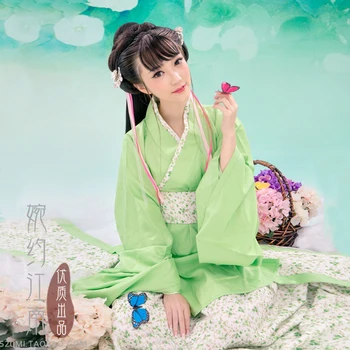 Ying Jiang Qing, Sveže Estetski Zeleni Hanfu Kostum za Ženske Fotografija Kostum