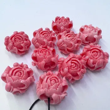 ZFSilver Moda 20 MM Smole Peony Cvet Coral Pink Barve Svoboden Osnovo Za DIY Čare Elegantne Ogrlice Zapestnice, Uhani Nakit